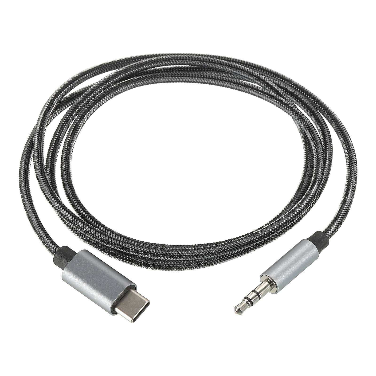 Front. Unique Bargains - USB C to 3.5mm Male Audio Aux Adapter Cable, 3.3ft, for Phone/Speaker/Car Stereo, Grey - Grey.
