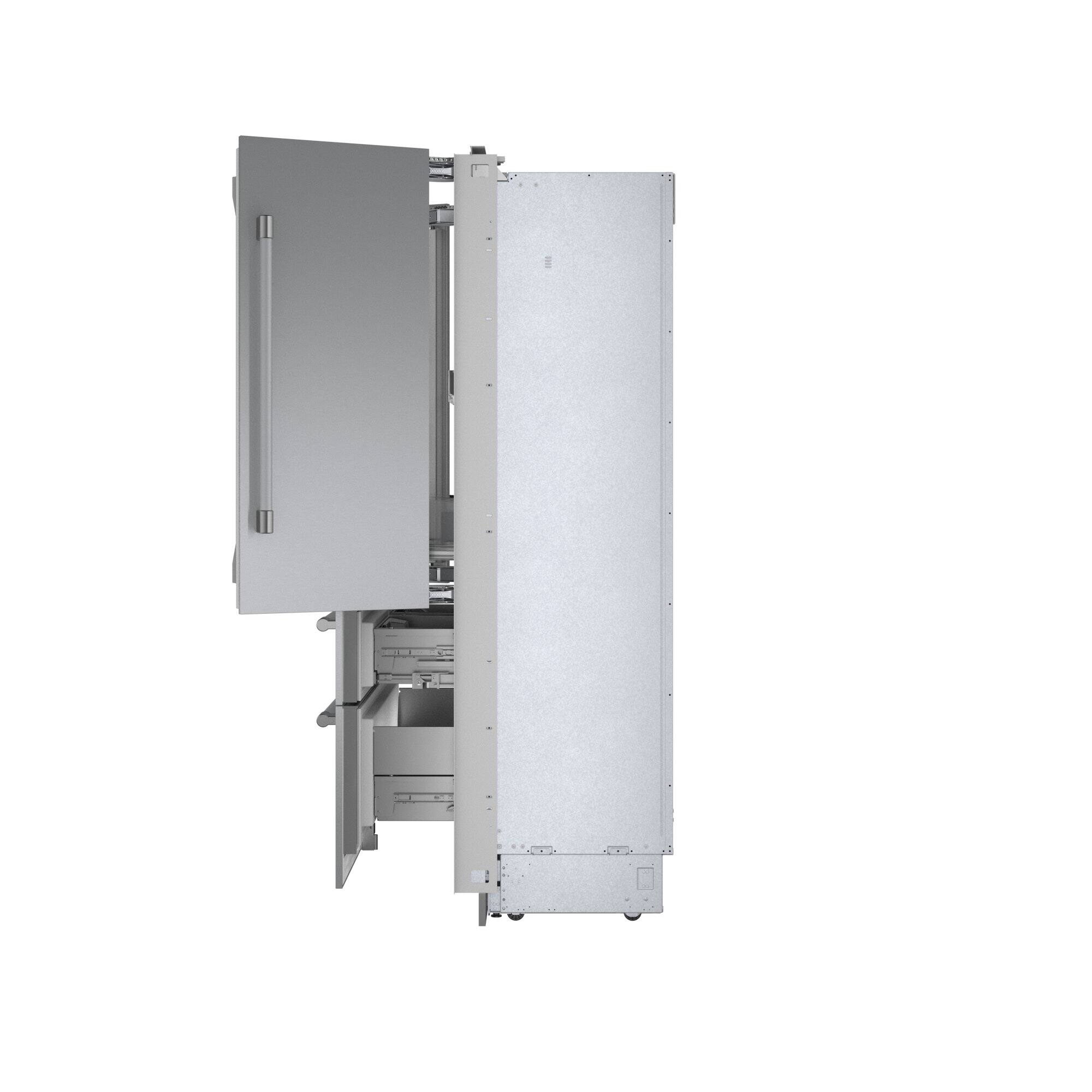 Left. Thermador - Freedom Collection 23.1 Cu. Ft. French Door Built-in Smart Refrigerator with Professional Series Handles - Stainless Steel.