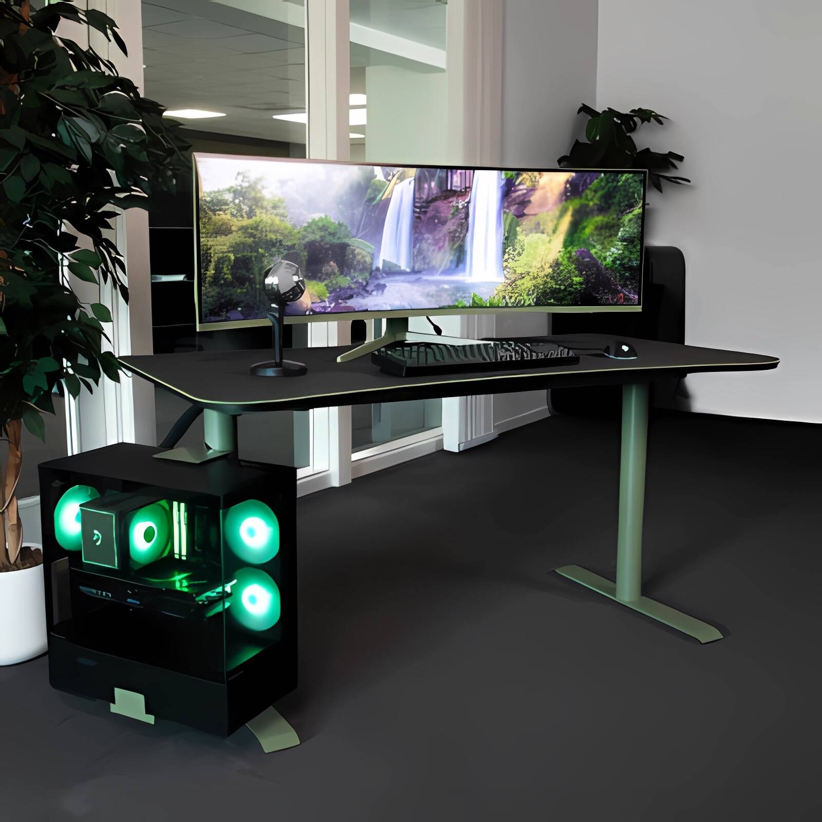 Back. Arozzi - Arozzi – Nova 49" Curved VA Dual QHD 165Hz Super Ultrawide Gaming Monitor – Forest Green - Forest Green.