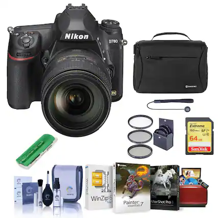 Nikon D780 10 amPa FX SanDisk Extreme 150 MB/s te support SH CardReader Card Multi 4e COREL 3 64 GB SanDisk - POS OTE Nas - PRO OPTE WinZip6 Painter. Y WinZip 6 Mac Painter 7 essentials AfterShot Pro 3