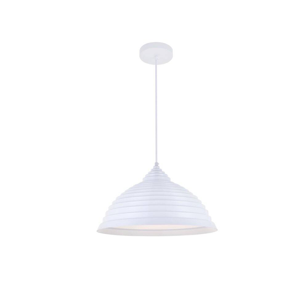 Alt View 3. Living District - Circa 1 Light White Pendant - White.