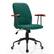 Front. Costway - Velvet Swivel Adjustable Office Chair with Wooden Armrests - Green.