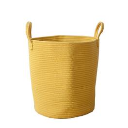 SlickBlue - Large Cotton Rope Woven Storage Basket with Handles for Blankets and Toys - Yellow