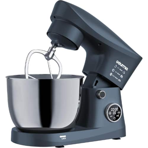 Gourmia - 5 Qt Digital Stand Mixer with 10 Speeds, LED Timer, Attachments, Dough Hook, Whisk & Beater for Baking - Gray