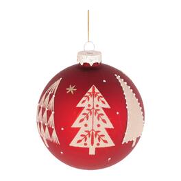 BreeBe - Beaded Pine Tree Ball Ornament (Set of 6) - Red, Beige