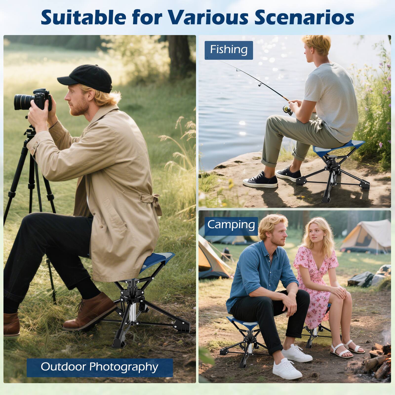 Suitable for Various Scenarios

- Outdoor Photography
- Fishing
- Camping