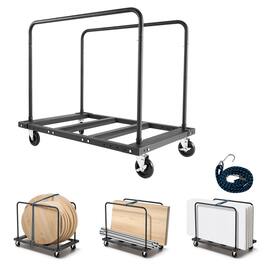 LOVMOR - 1800-Lb Drywall Panel Cart with Tie-Down Strap, 2 Side Rails and 5 in. Swivel Casters - Black