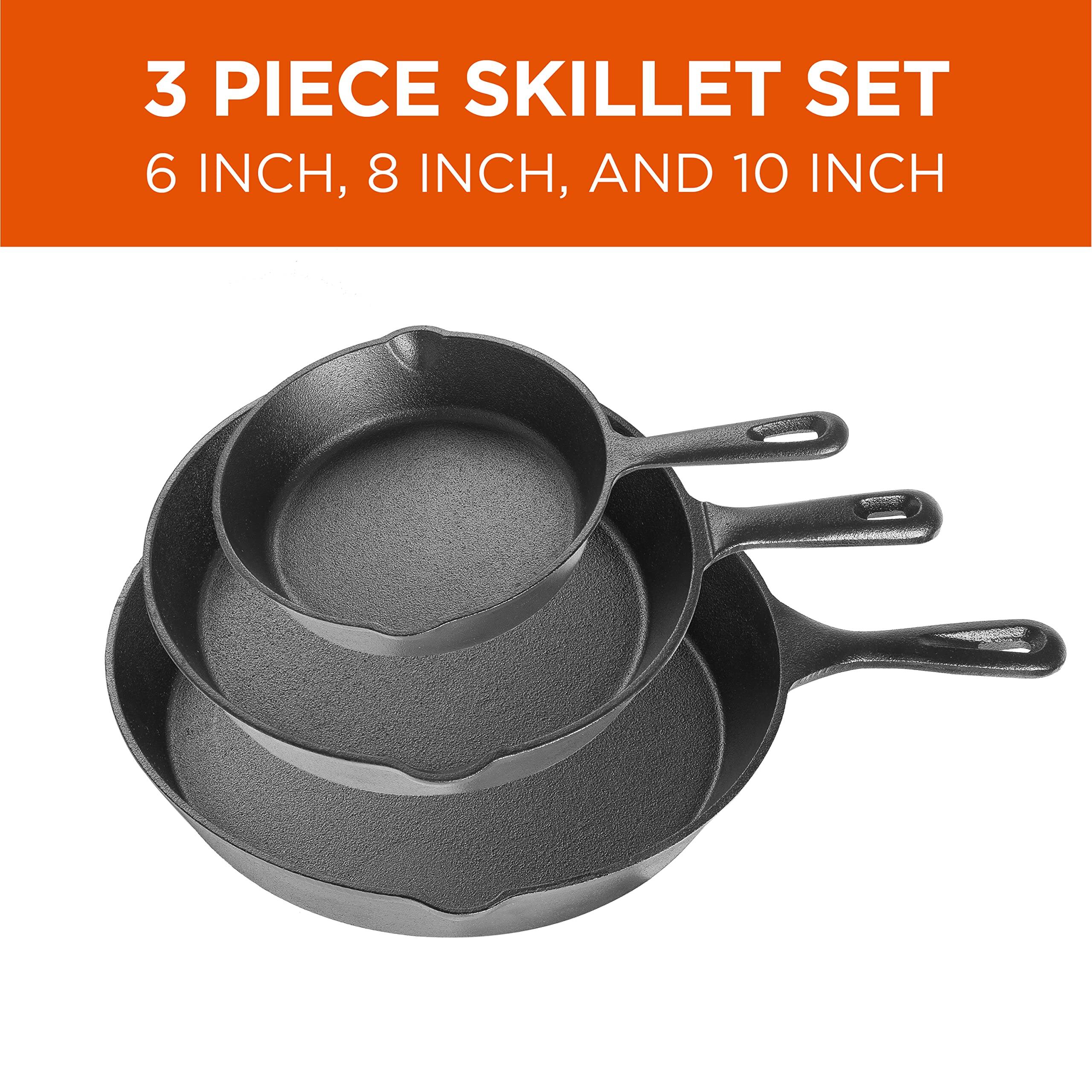 Commercial Chef - Cast Iron 3-Piece Skillet 1 Set - Black - Thumbnail 3