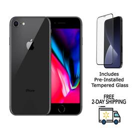 Apple - Refurbished Excellent - iPhone 8 A1863 (Fully Unlocked) 128GB w/ Pre-Installed Tempered Glass - Space Gray