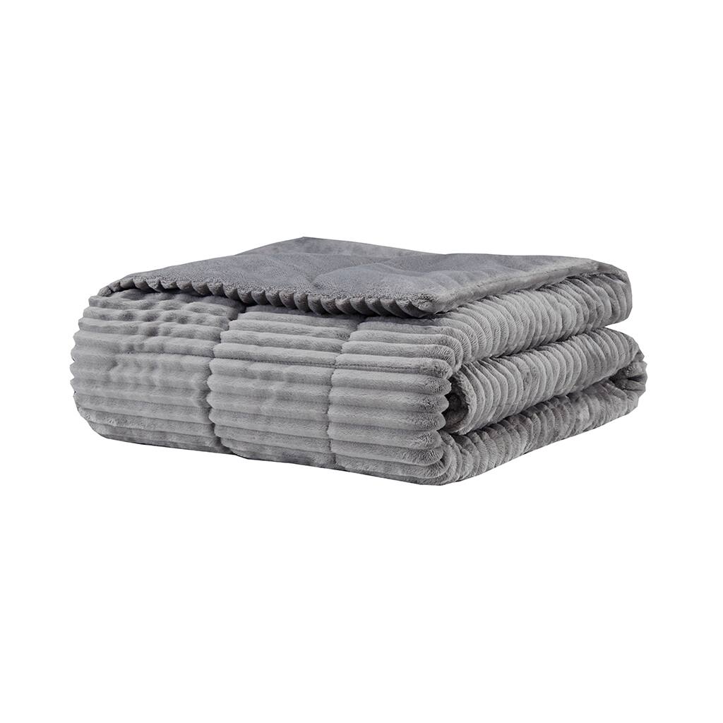 Front. Gracie Mills - Gracie Mills Hendricks Oversized Plush Down Alternative Throw Blanket - Grey.