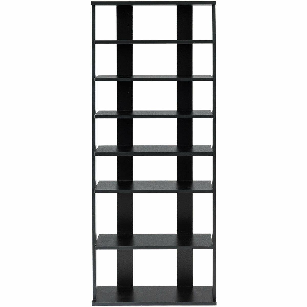 Alt View 9. Gymax - Gymax Patented 7-Tier Dual Shoe Rack Practical Free Standing Shelves Storage Shelves Concise - Black.