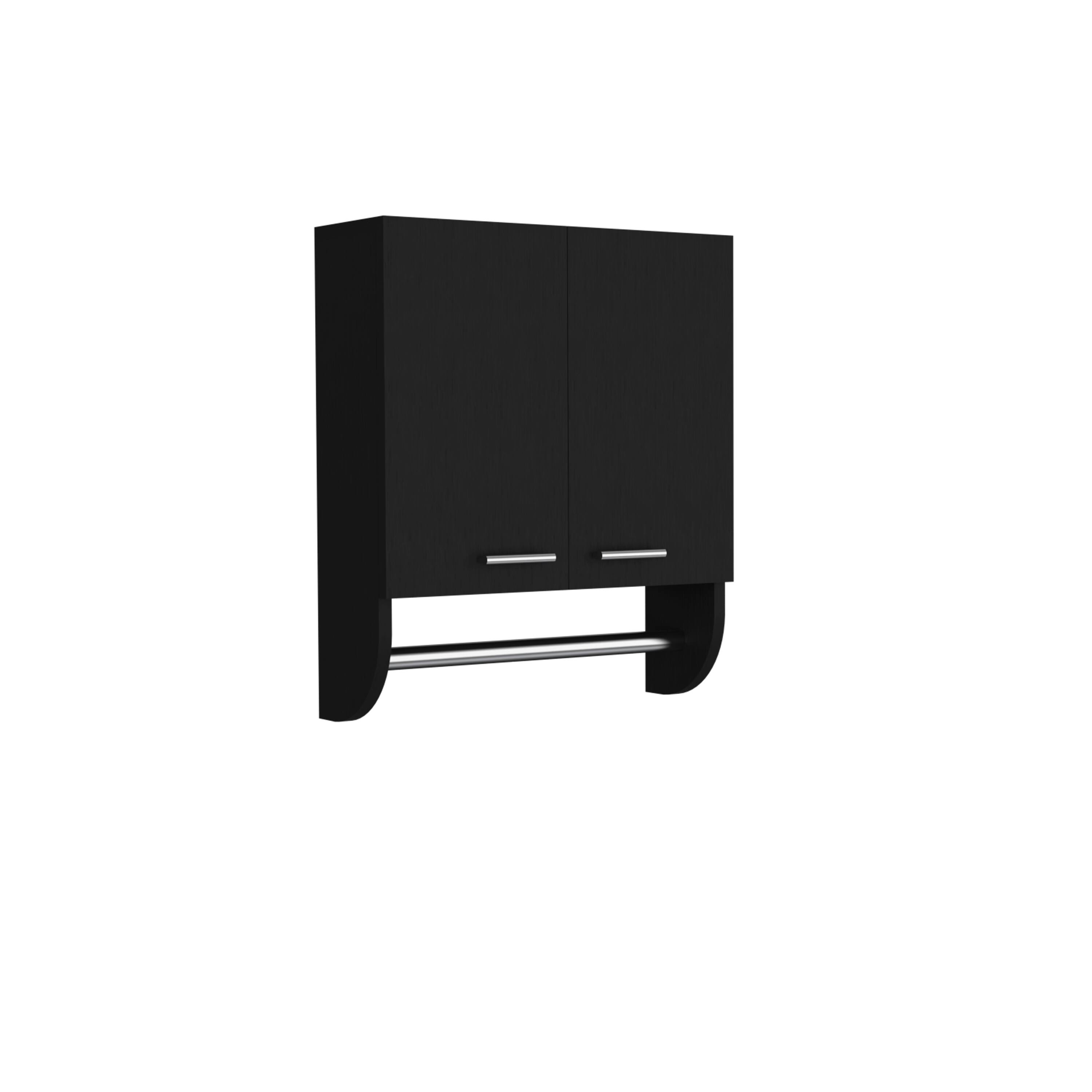 Back. TuHome - Optim Medicine Cabinet With Towel Holder 17.4" Wide Medice Cabinet Organizer With Two Interior Shelves And Tower Holder. - Black Wengue.