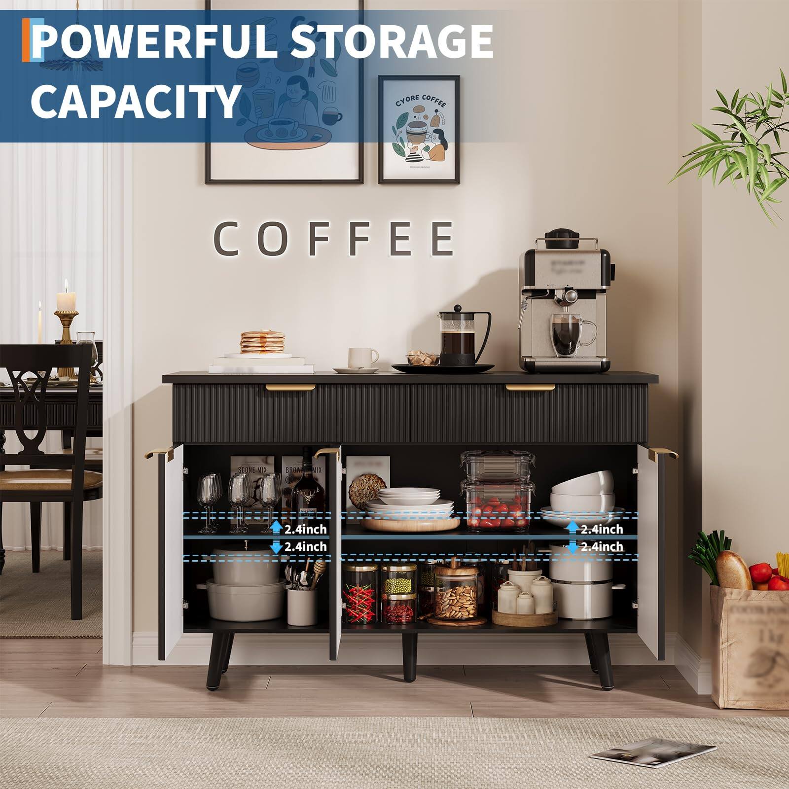 POWERFUL STORAGE CAPACITY

COFFEE

CYORE COFFEE

2.4inch
2.4inch
2.4inch
2.4inch
2.4inch
2.4inch