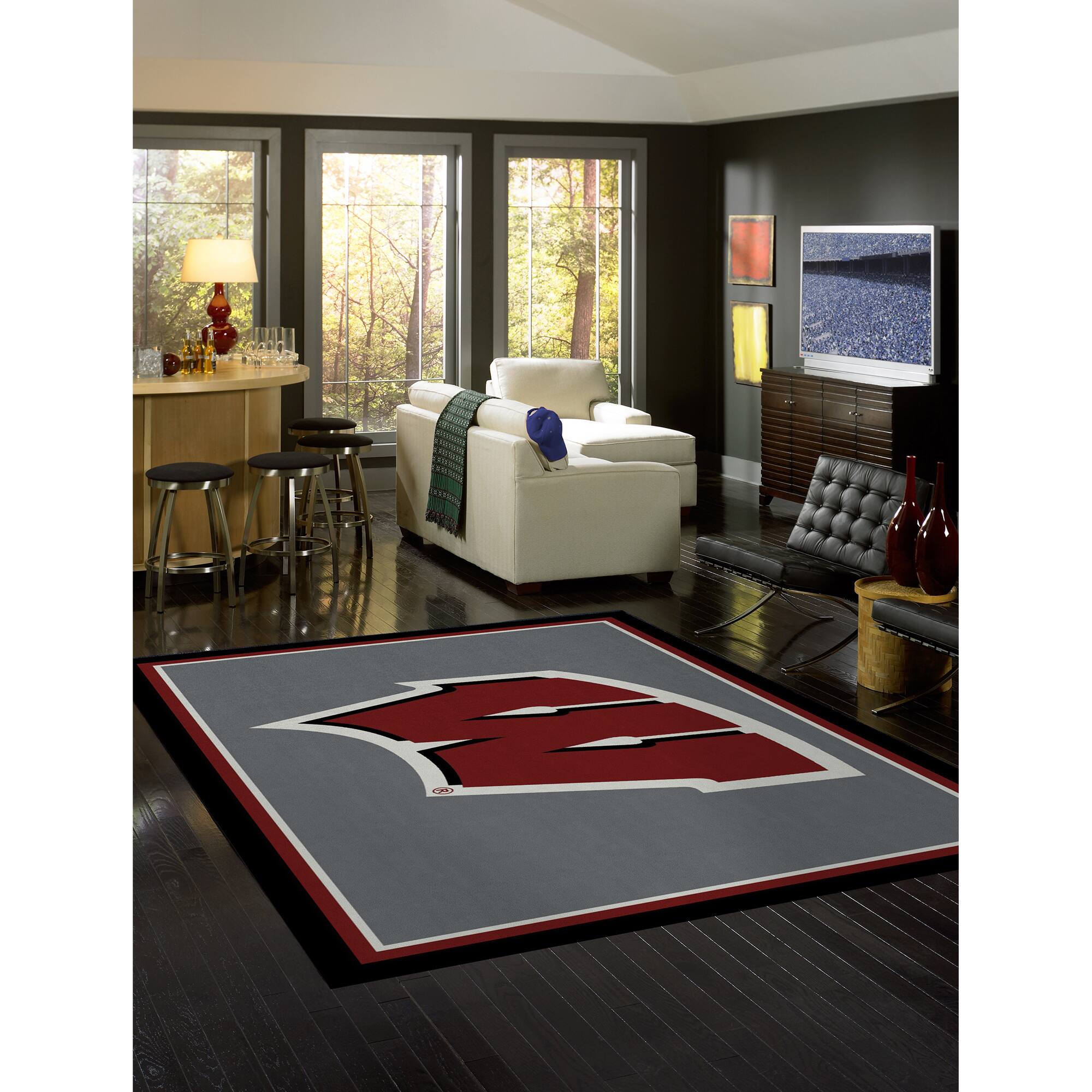 Alt View 1. Imperial - Wisconsin Badgers 7'8'' x 10'9'' Spirit Rug - Black.