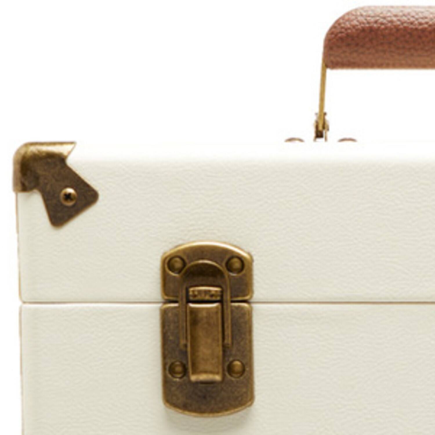 Alt View 4. PopMarket - GPO Retro SWB18CT 12" Vinyl Record Case 35 Cnt Capacity Removable Lid - Cream / Tan   - VINYL ACCESSORIES - White.