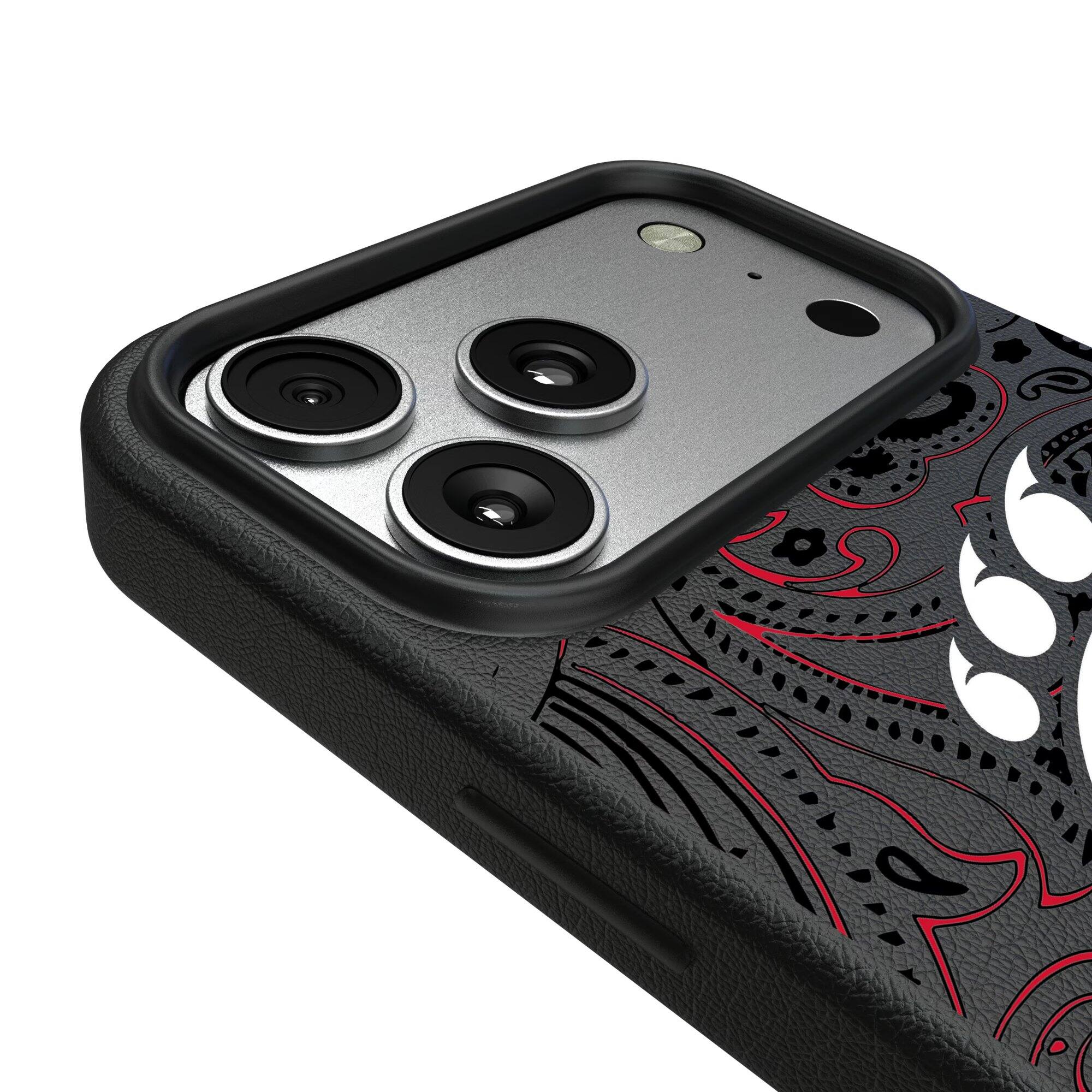 Alt View 2. Keyscaper - Cincinnati Bearcats Paisley iPhone Magnetic Bump Case - 16 Plus - Black.