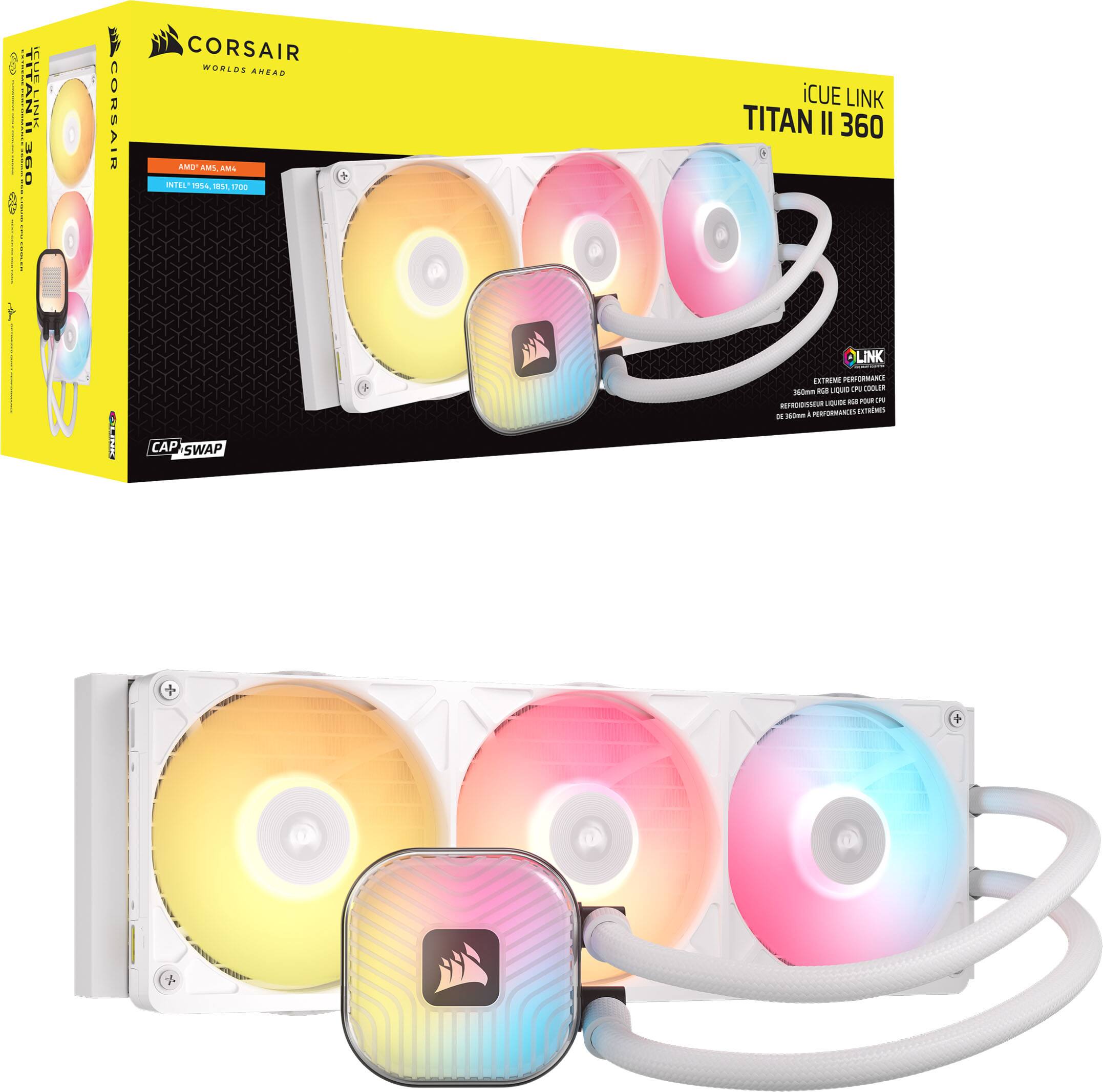 - CUE TITAN LINK CORRECE = 360 accolicacin - CHOCO
- CORSAIR
- CORSAIR WORLDS AHEAD AMB- AMS, AMA INTEL 1954. 1851, 1708
- iCUE LINK TITAN II 360
- DLINK
- CAP SWAP
- OLINK EXTREME PERFORMANCE 360mm OCO LIQUID CPU COOLER LIQUIDE AGE FOUR SPO REFROIDISSEUR A PERFORMANCES EXTREMES EXT DE 360ml