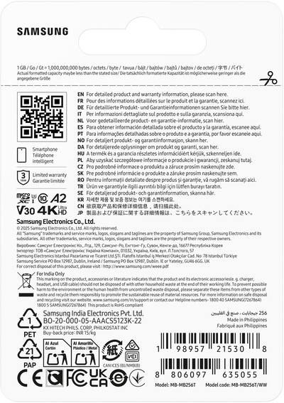 Samsung microSDXC T7 256GB, Transfer Speeds Up to 170 MB/s (MB Samsung microSDXC T7 256GB, Transfer Speeds Up to 170 MB/s (MB
