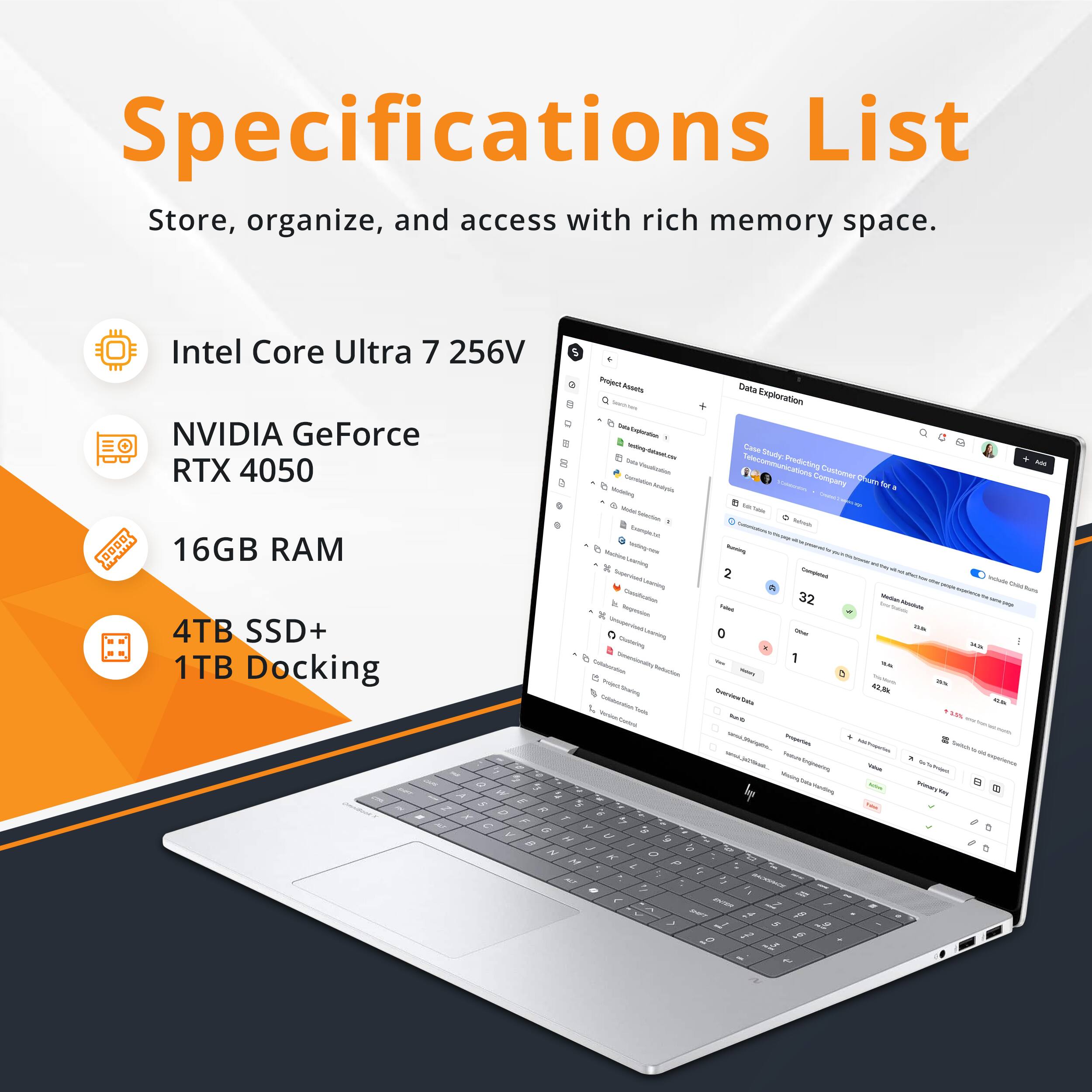 Specifications List

Store, organize, and access with rich memory space.

- Intel Core Ultra 7 256V
- NVIDIA GeForce RTX 4050
- 16GB RAM
- 4TB SSD+ 1TB Docking