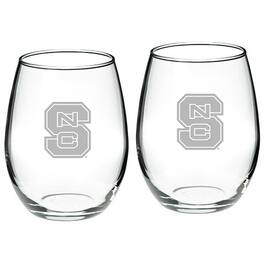 Jardine - NC State Wolfpack 2-Piece 21oz. Stemless Wine Glass Set - Multicolor