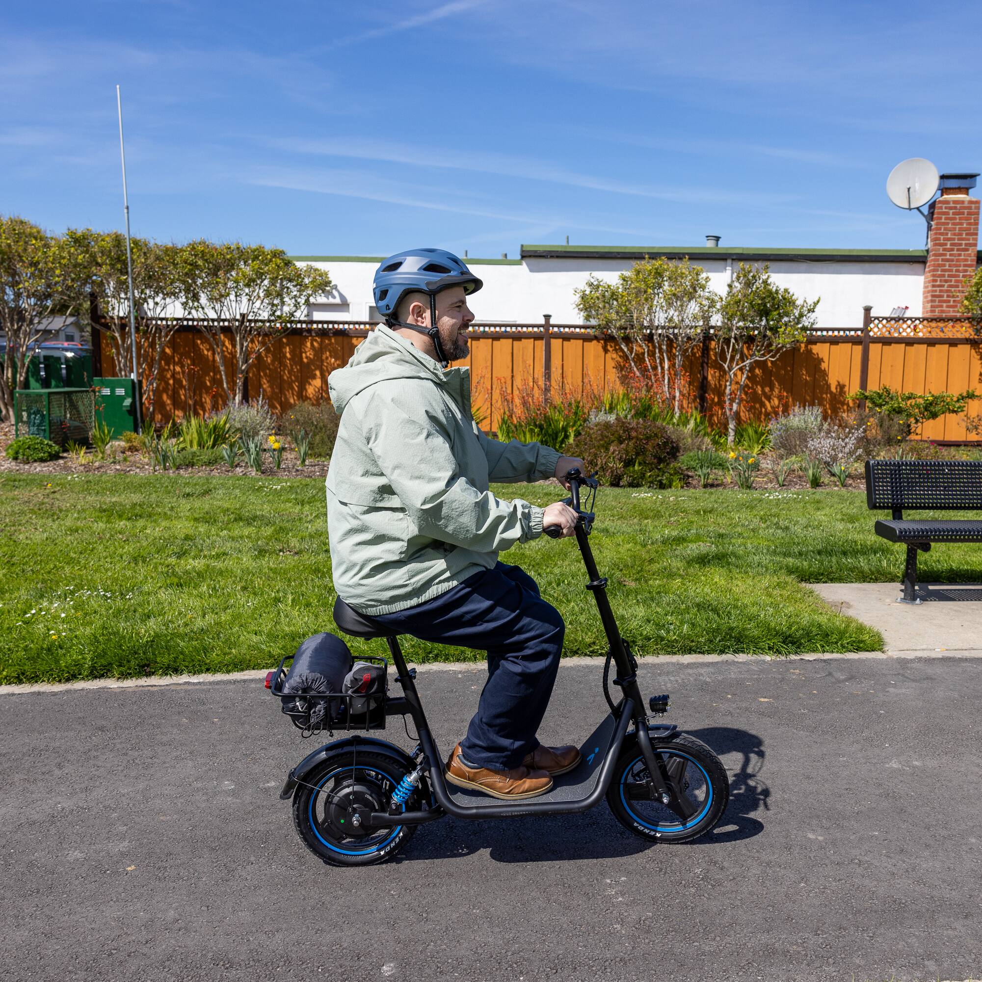 Alt View 2. MIHOVER - 450W Electric Scooter with Seat for adults, 37V 7.8Ah Battery, LCD Display, 15.5 MPH, 265lb Capacity - Black.