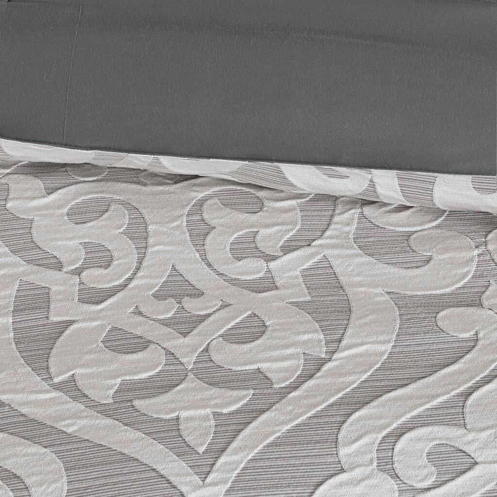 Alt View 5. Gracie Mills - Gracie Mills Pineda Luxurious 8-Piece Jacquard Comforter Set - Silver/Silver.