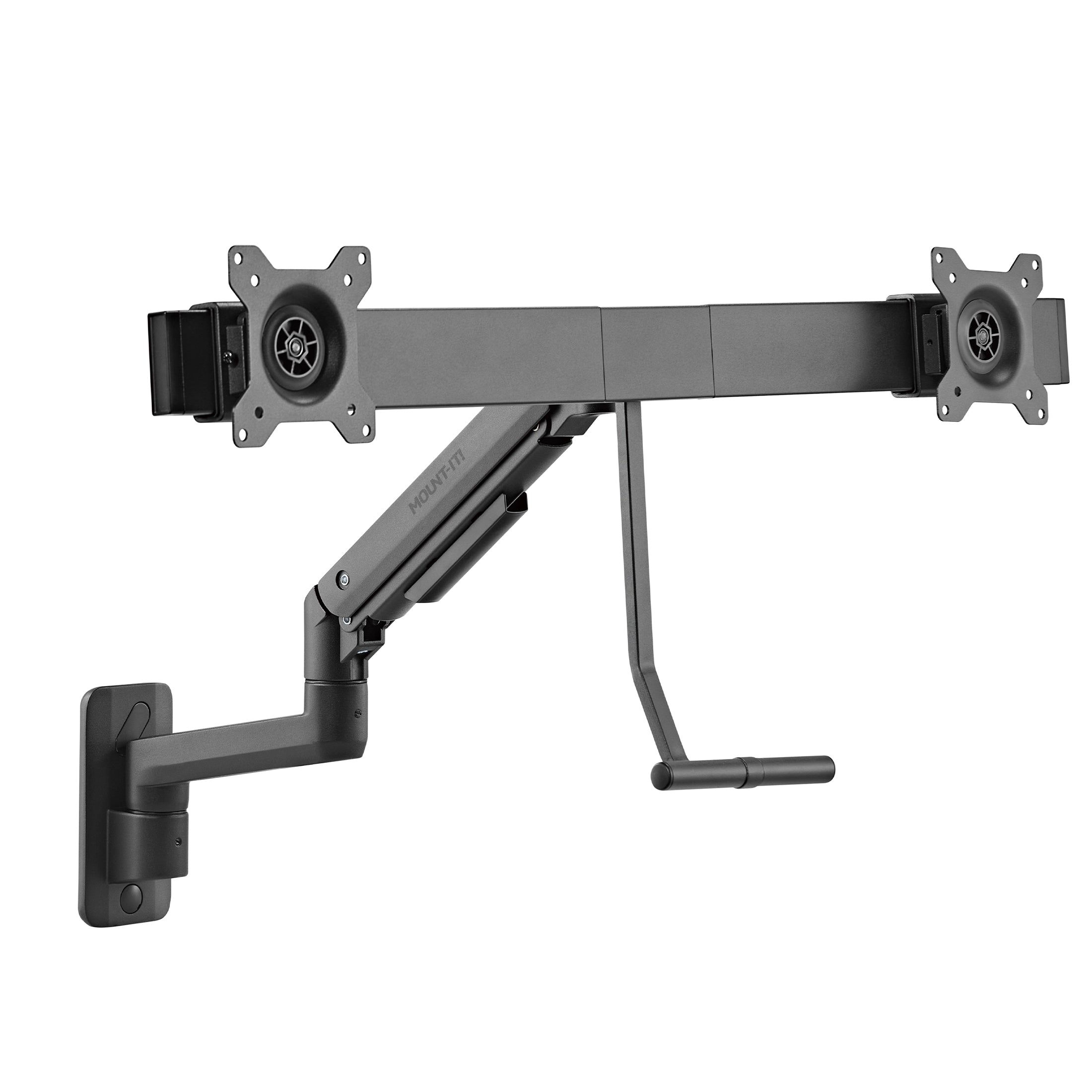 Alt View 5. Mount-It! - Dual Monitor Wall Mount with Gas Spring Arm and Crossbar for 17"–32" Monitors - Black.
