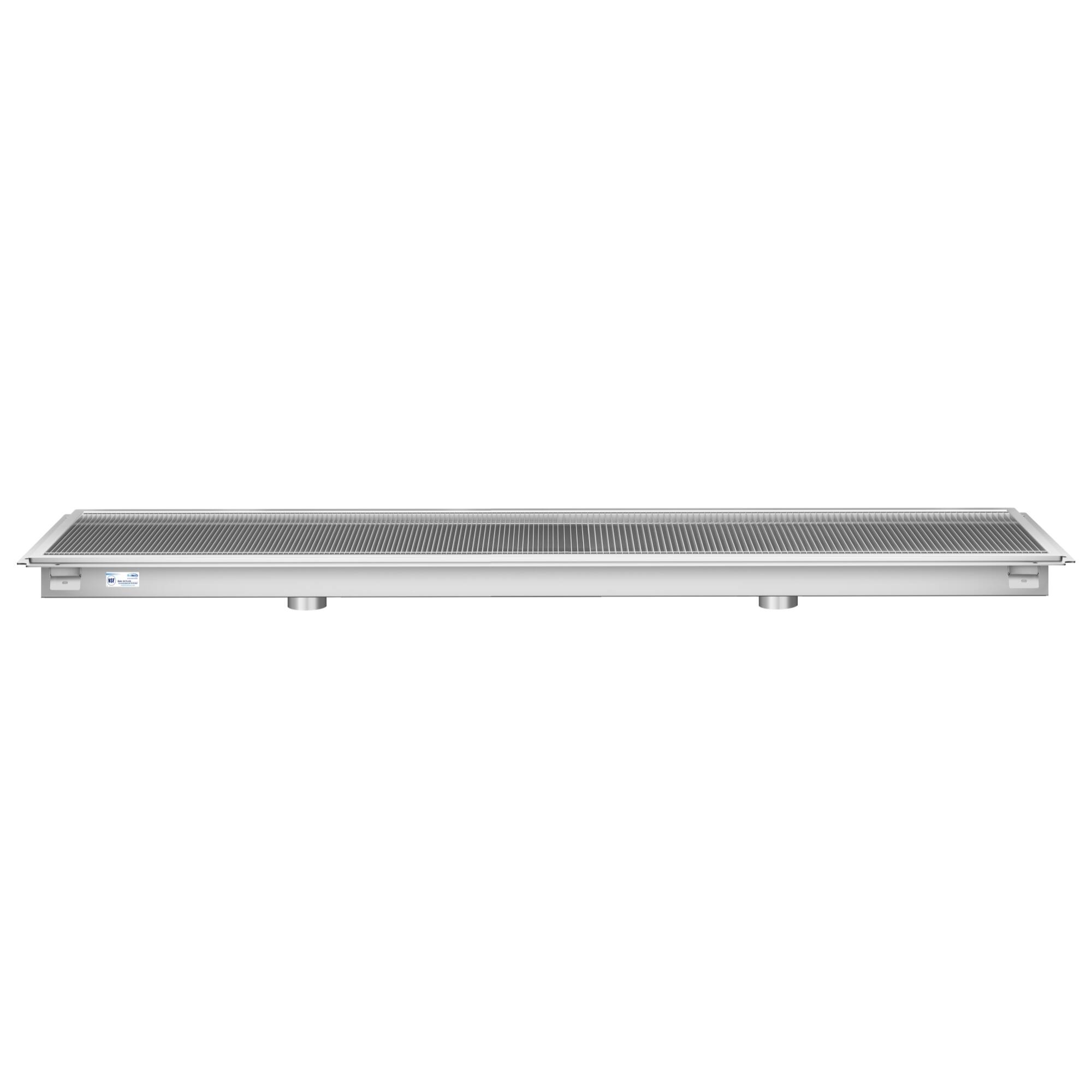 Back. Koolmore - 24" x 96" Stainless Steel Floor Trough Drain, 14-Gauge with Subway-Style Grating & Removable Drain Basket, NSF Listed - Stainless-Steel.