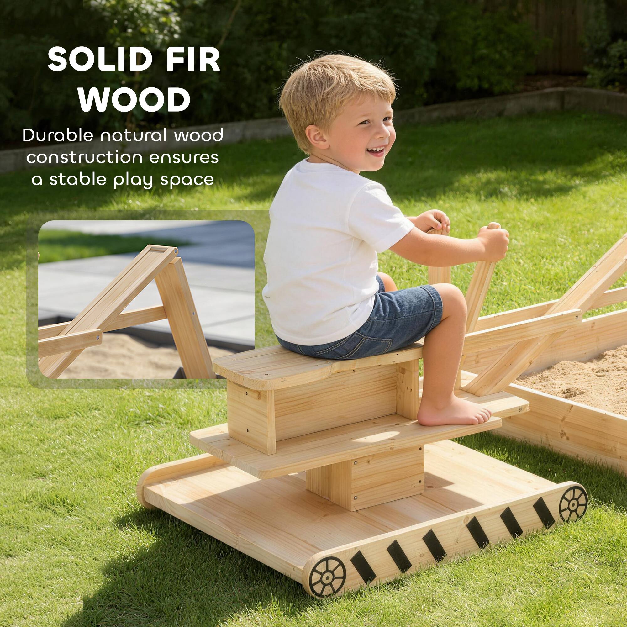 SOLID FIR WOOD  
Durable natural wood construction ensures a stable play space
