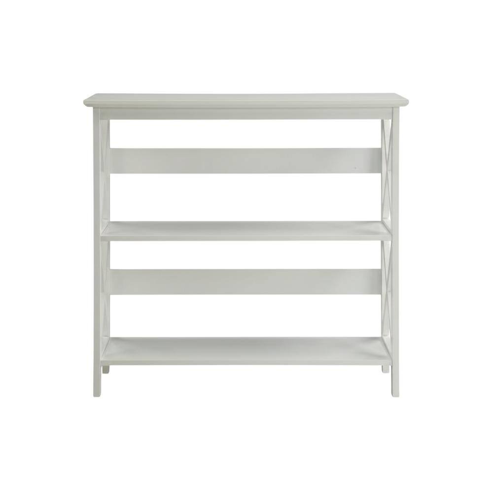 Angle. FurniFact - Wooden 3-Tier Bookcase with Non-Lead Base Paint for Home Storage - White.