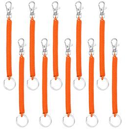 Unique Bargains - Coil Keychain 10pcs Spiral Retractable Spring Stretchy Lanyard Antilost Wristlet Bracelet for Purse, Wallet, Cellphone - Orange