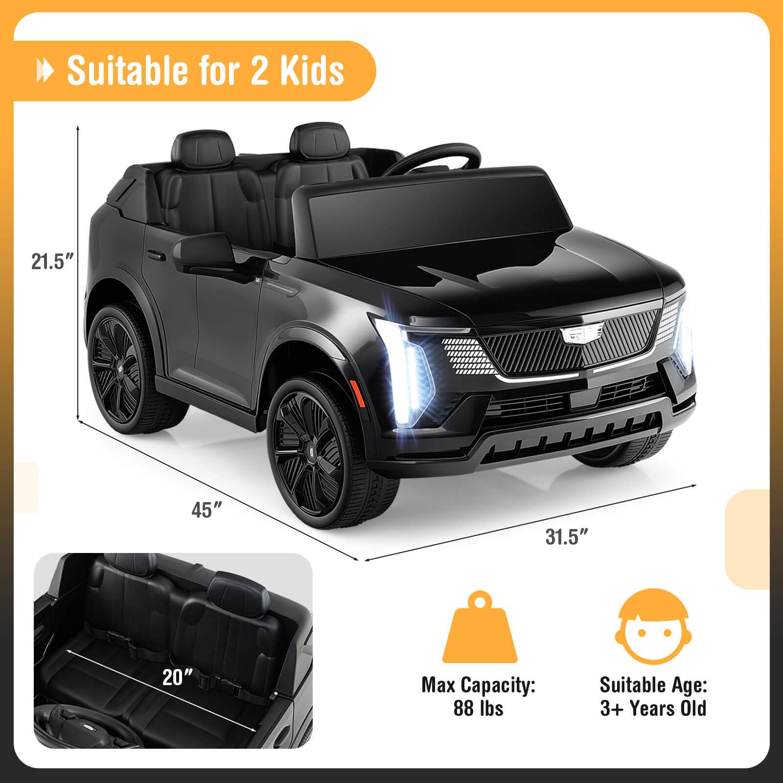 Suitable for 2 Kids

- Height: 21.5"
- Width: 45"
- Length: 31.5"
- Seat Width: 20"

Max Capacity: 88 lbs

Suitable Age: 3+ Years Old