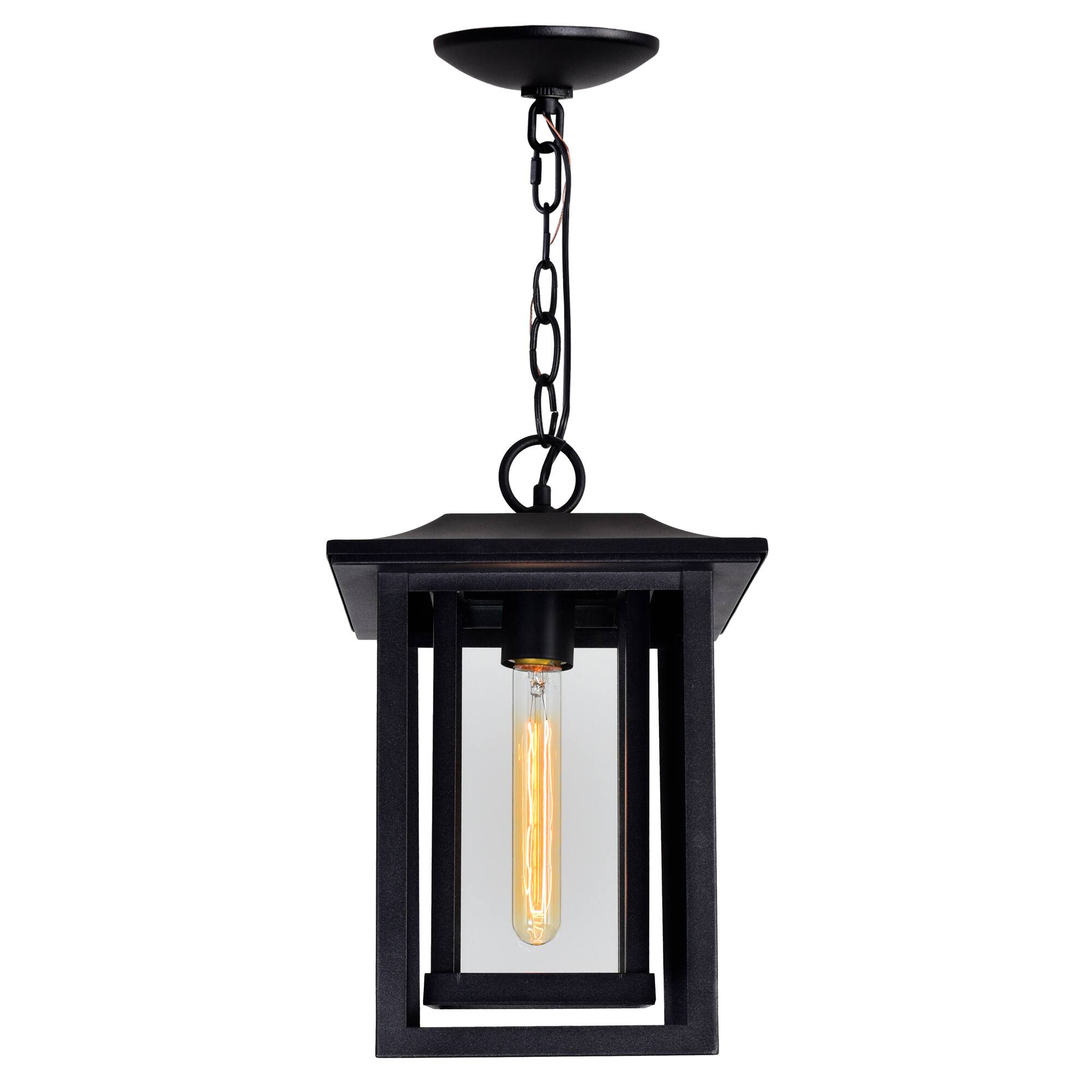 Left. CWI Lighting - Winfield 1 Light Black Outdoor Hanging Light - Black.