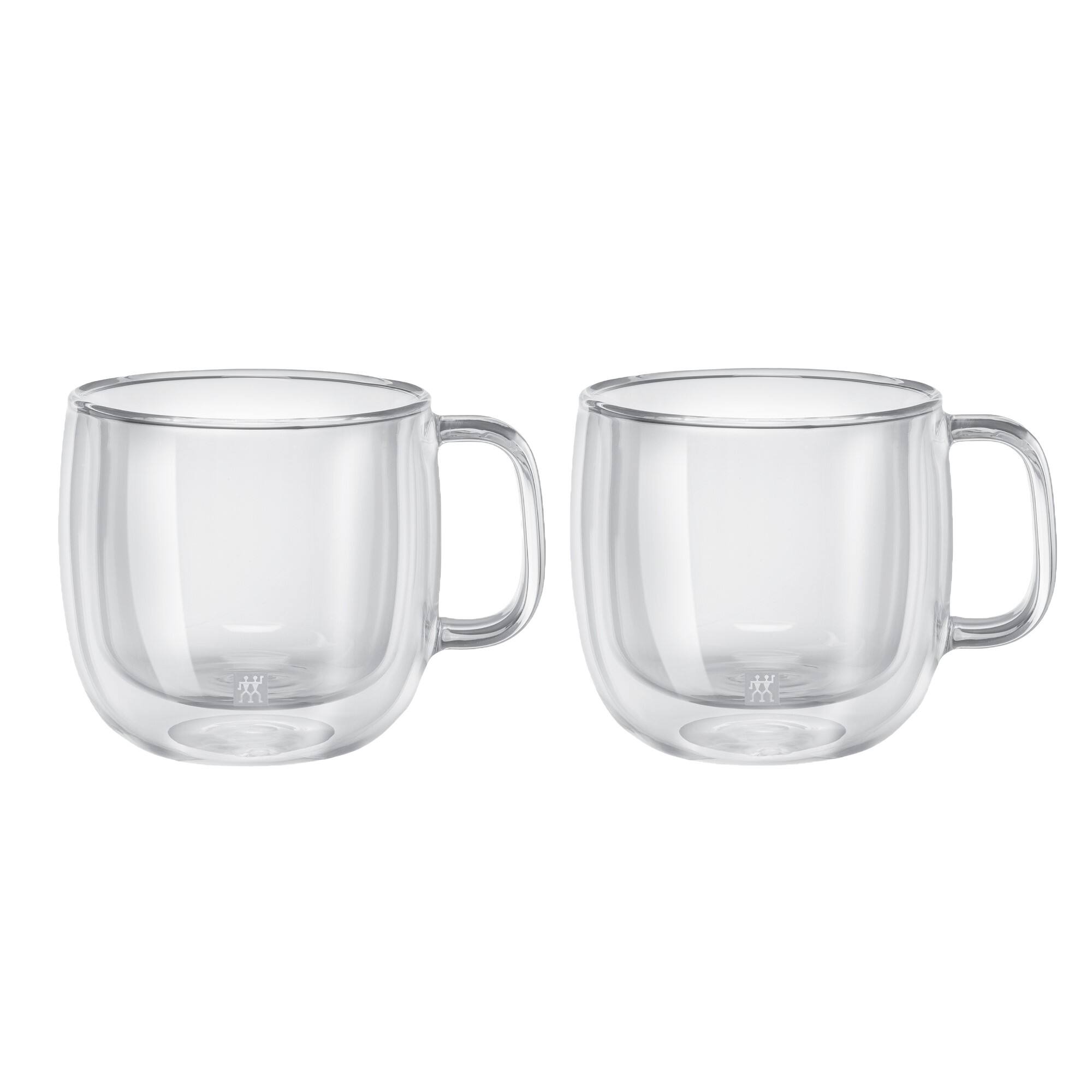 Front. ZWILLING - ZWILLING Sorrento Plus 2-pc Double-Wall Glass Cappuccino Mug Set - Clear.