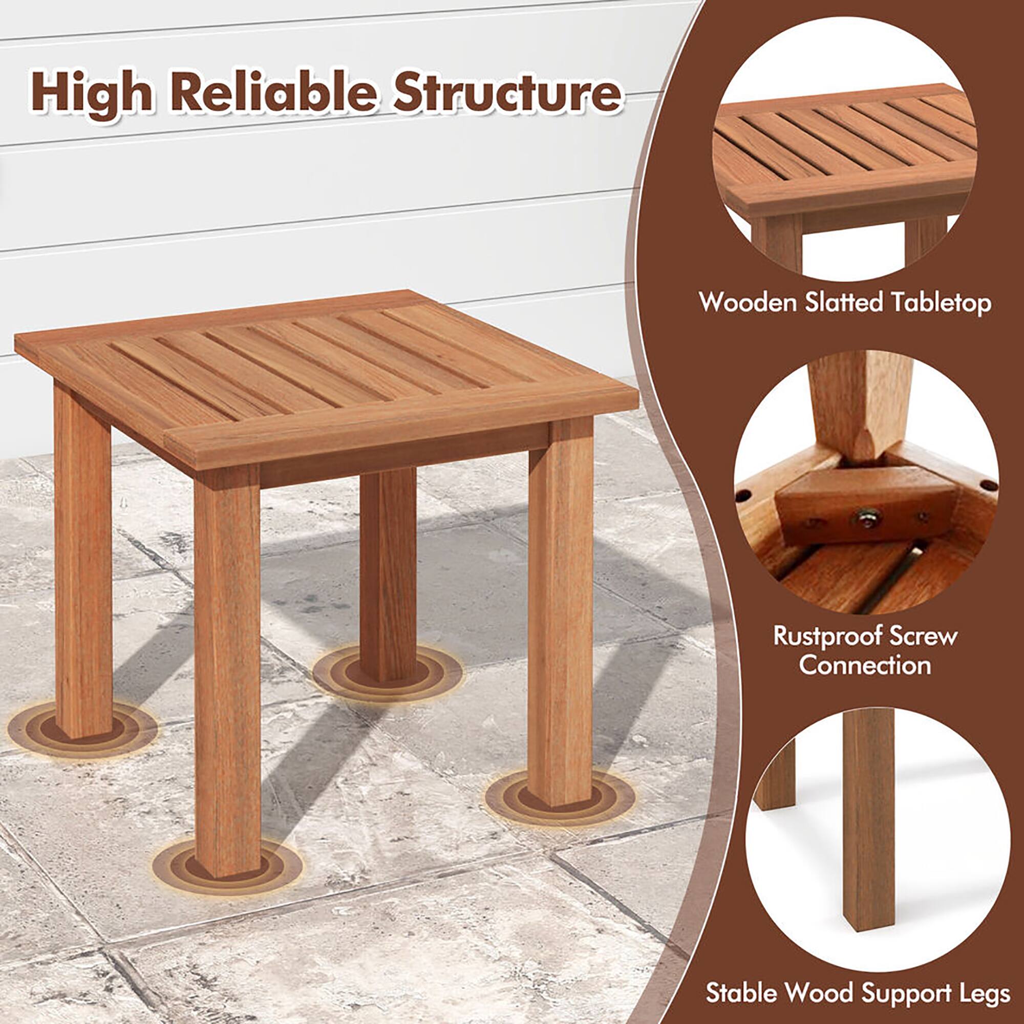 High Reliable Structure

- Wooden Slatted Tabletop
- Rustproof Screw Connection
- Stable Wood Support Legs
