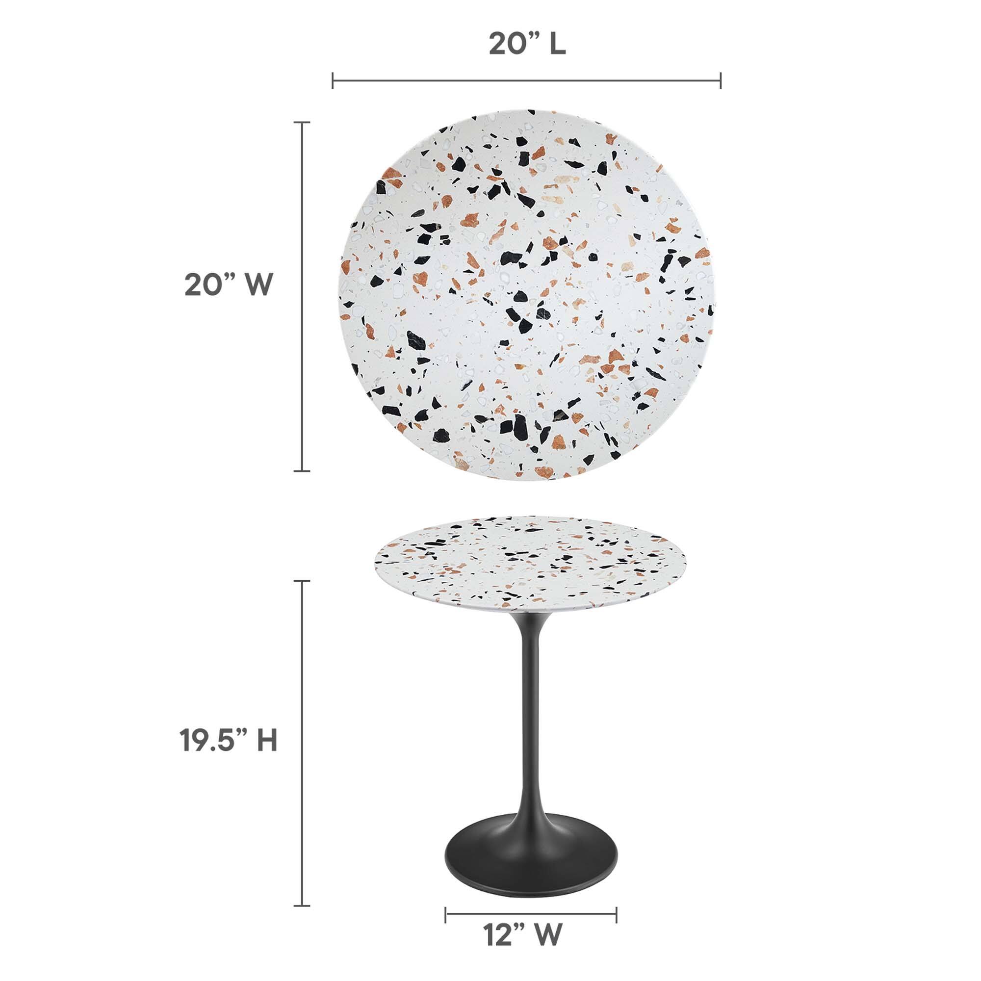 20" W x 20" L x 19.5" H  
12" W