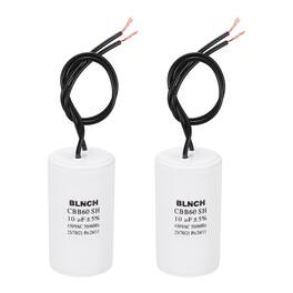 Unique Bargains - 2pcs 10uF CBB60 Running Capacitor, AC 450V 2 Wire for Air Compressor, Washing Machine, Refrigerator, Air Conditioner - White