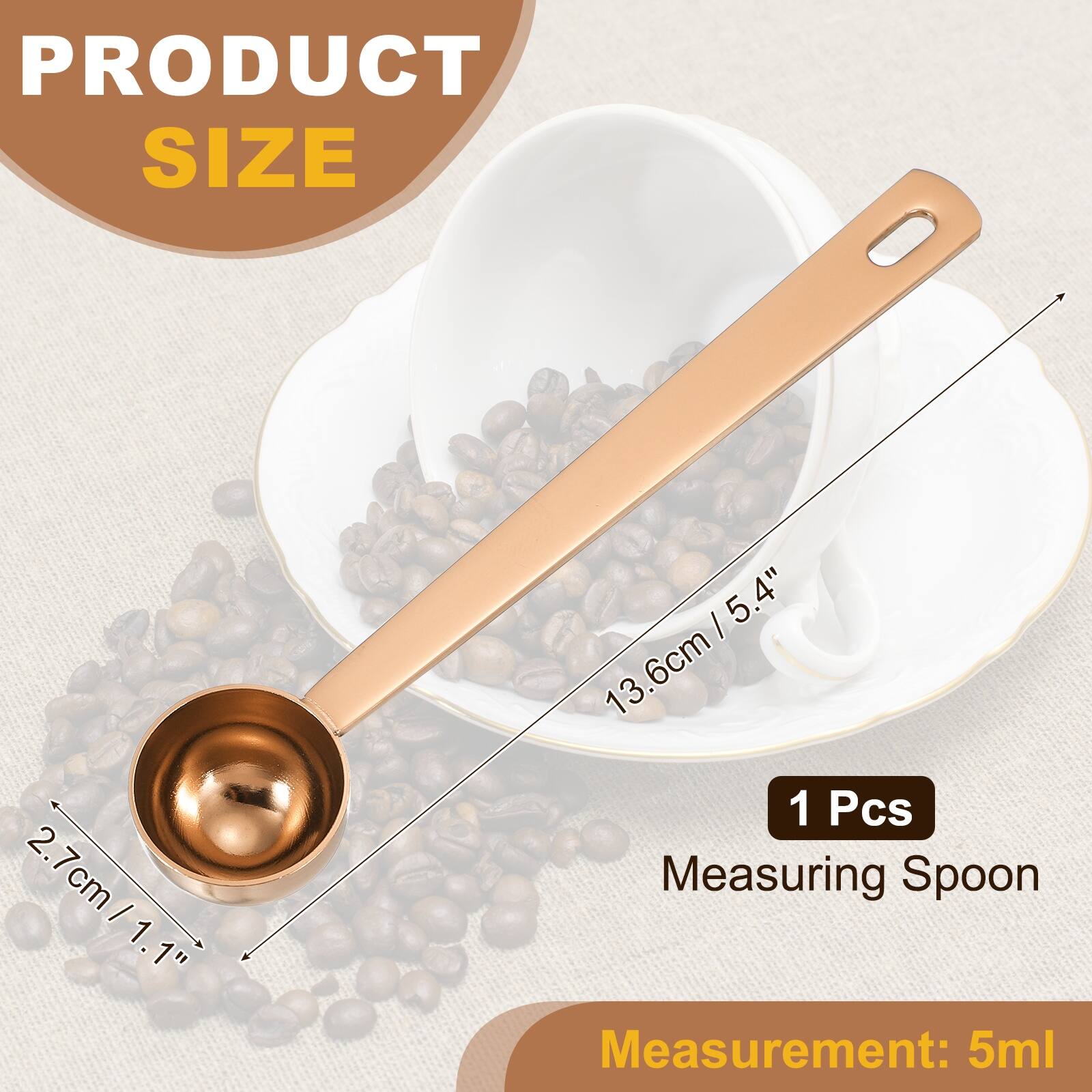 PRODUCT SIZE

2.7cm / 1.1"  
13.6cm / 5.4"  

1 Pcs  
Measuring Spoon  

Measurement: 5ml