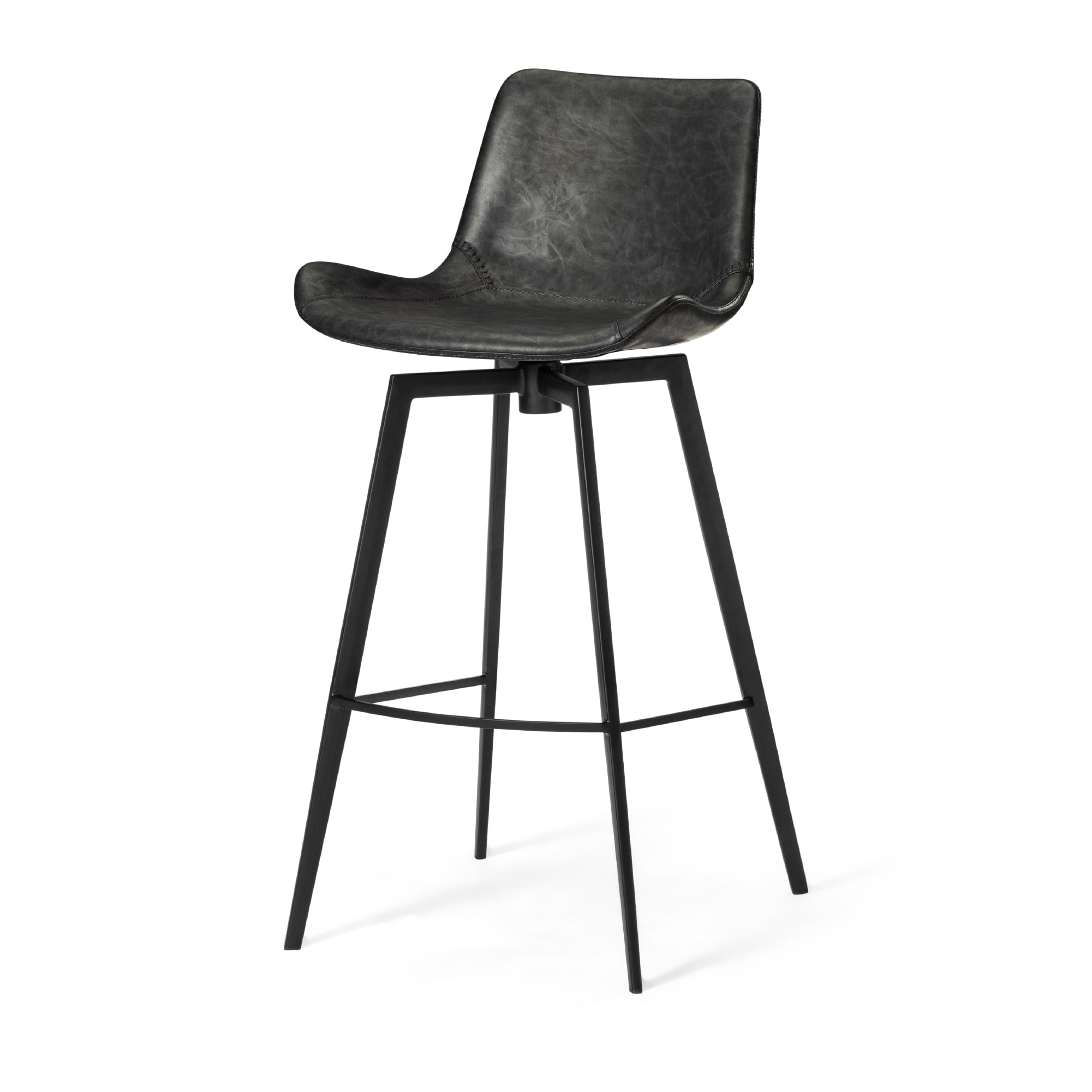 Maven Lane - 30" Victor Bar Stool In Frame With Vegan Leather - Matte Black