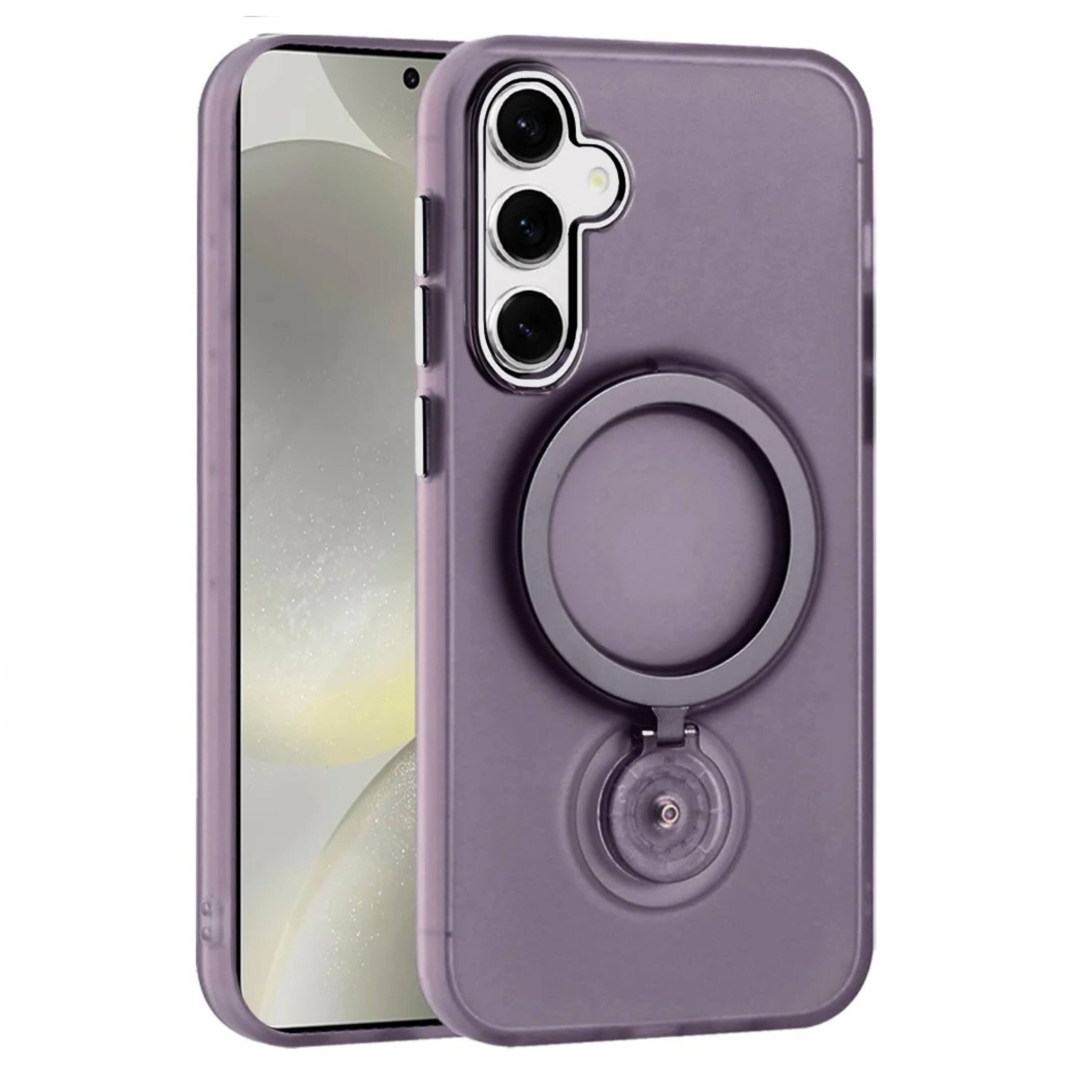 Angle. Kitcheniva - Magnetic Circle Ring 360 Degree Stand Case With Tempered Glass For Samsung S25 S24 Purple - Purple.
