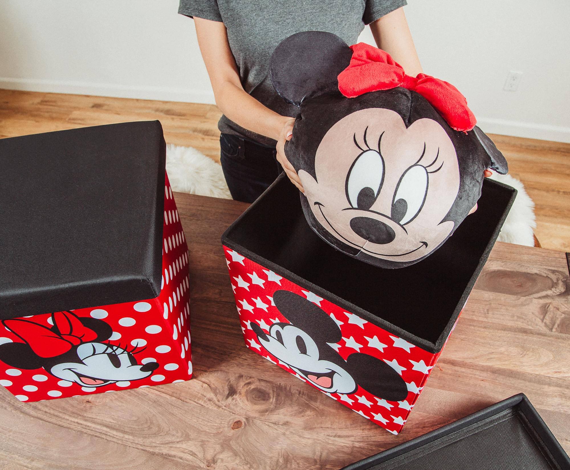 Alt View 3. Ukonic - Disney Mickey & Minnie 15-Inch Storage Bin Cube Organizers with Lids | Set of 2 - Red.