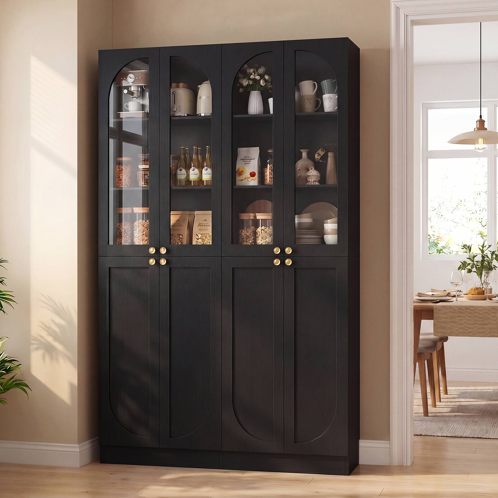 Alt View 3. Aheaplus - 47.2'' Wide 6-Tier Bathroom Storage Cabinet, Set of 2, with 8 Doors and Adjustable Shelves - Black.