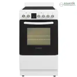 Equator - 20 inch Electric Convection Range 4 Ceramic Burner 1.9 cf Oven, Air Fryer, Bake, Grill, Broil -Drawer 220V - White