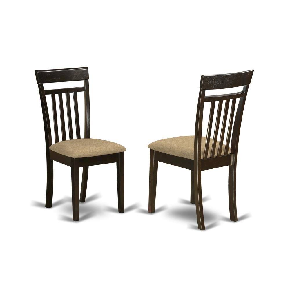 Front. FurniFact - Elegant Slat Back Dining Chairs – Wooden Kitchen Chairs - Cappuccino.