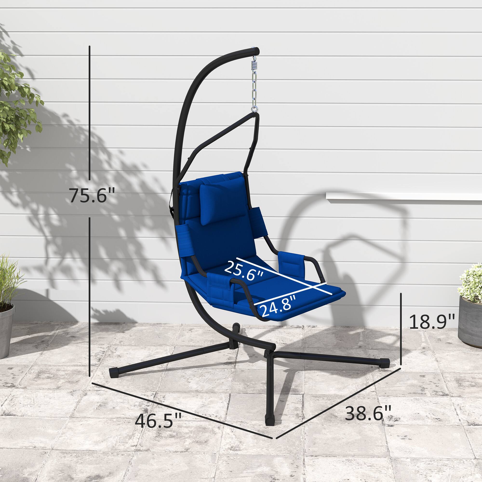 Height: 75.6"
Width: 46.5"
Depth: 38.6"
Seat Width: 25.6"
Seat Depth: 24.8"
Armrest Height: 18.9"