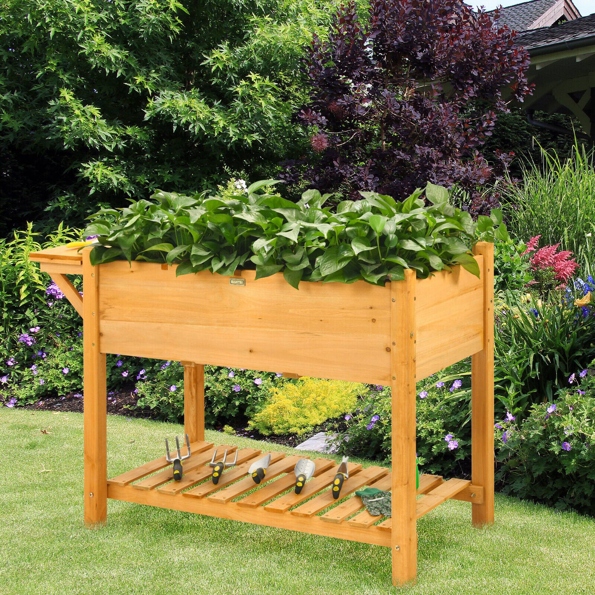 Alt View 4. Costway - Raised Garden Bed Elevated Planter Box Kit w/8 Grids & Folding Tabletop - Yellow.
