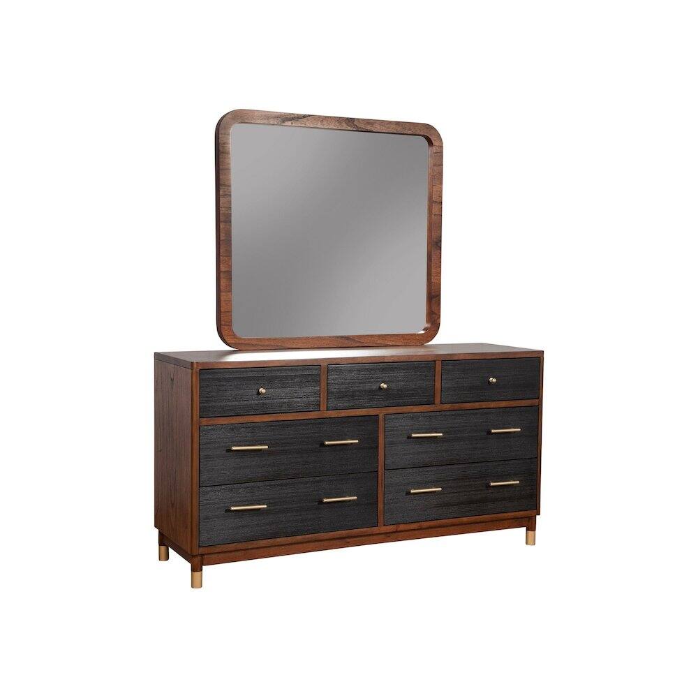 Angle. Alpine Furniture - Belham Mirror - Two Tone - Dark Walnut & Black.