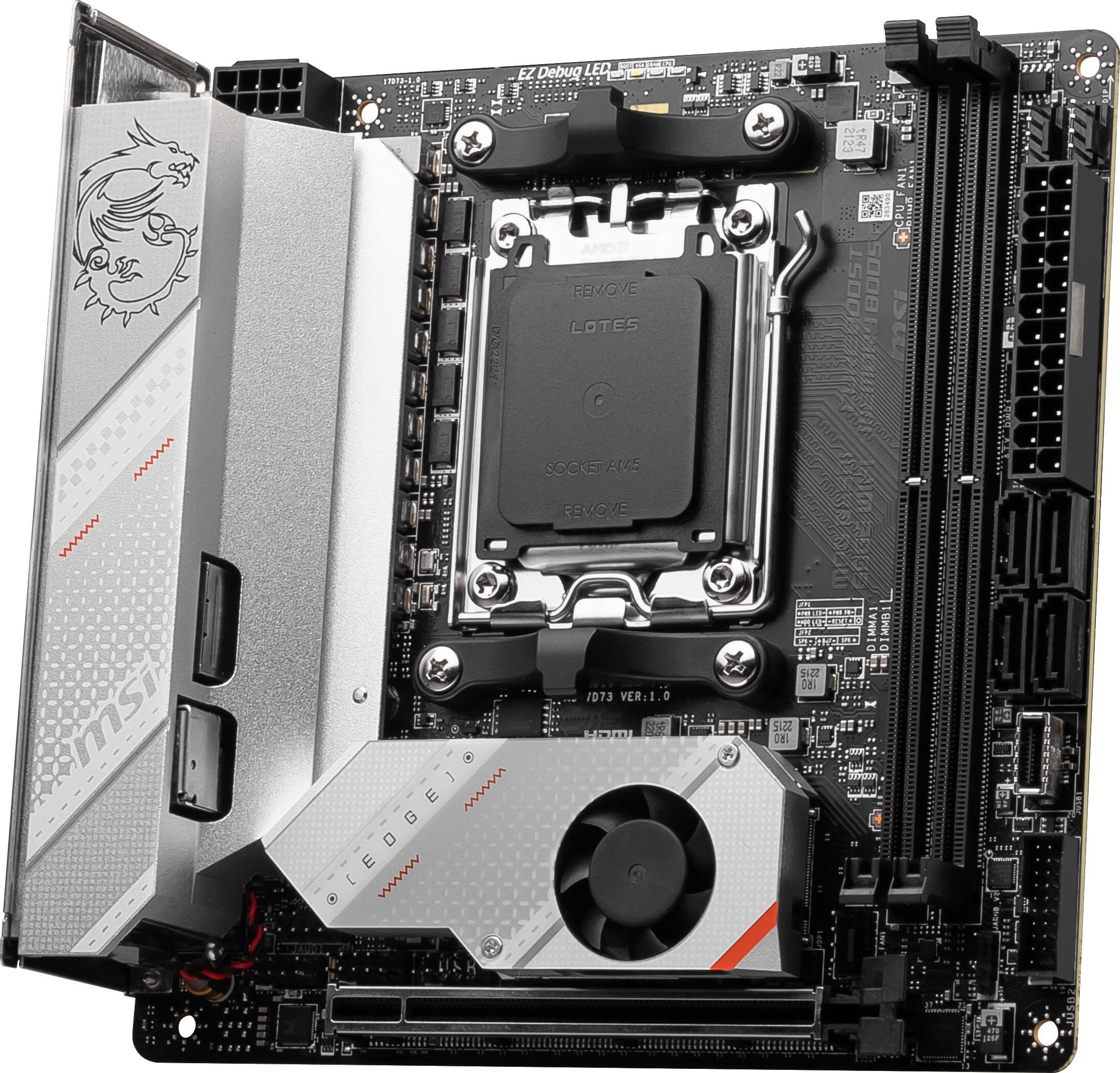 Alt View 12. MSI - MPG B650I EDGE WIFI (Socket AM5) AMD B650 Mini-ATX DDR5 Wi-Fi 6E Motherboard - Black.