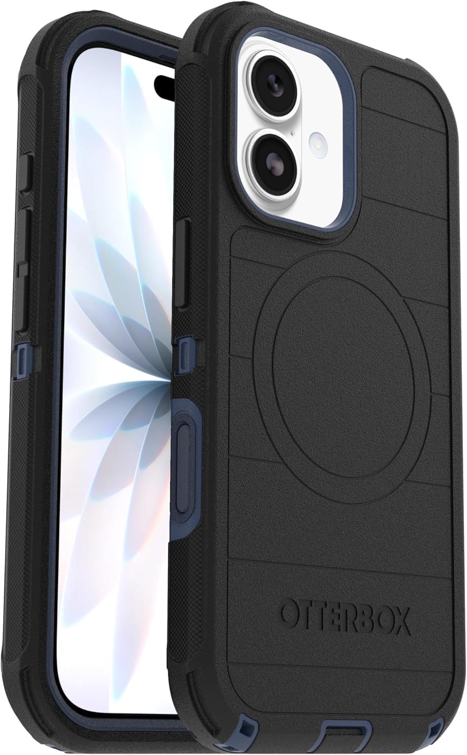 Alt View 4. OtterBox - OtterBox iPhone 17 (Only) - Defender Series Case - Holster Clip Included - Snaps on MagSafe - Tough - Rugged & Durable - Black Shadow (Black & Blue).