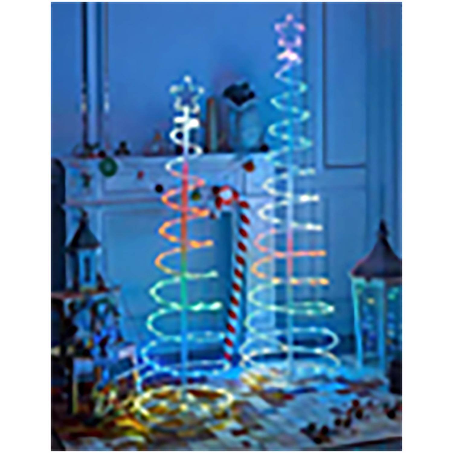 Angle. Celebrations - Celebrations LED Multi Spiral RGB Ribbon 4 ft. Yard Decor - White.